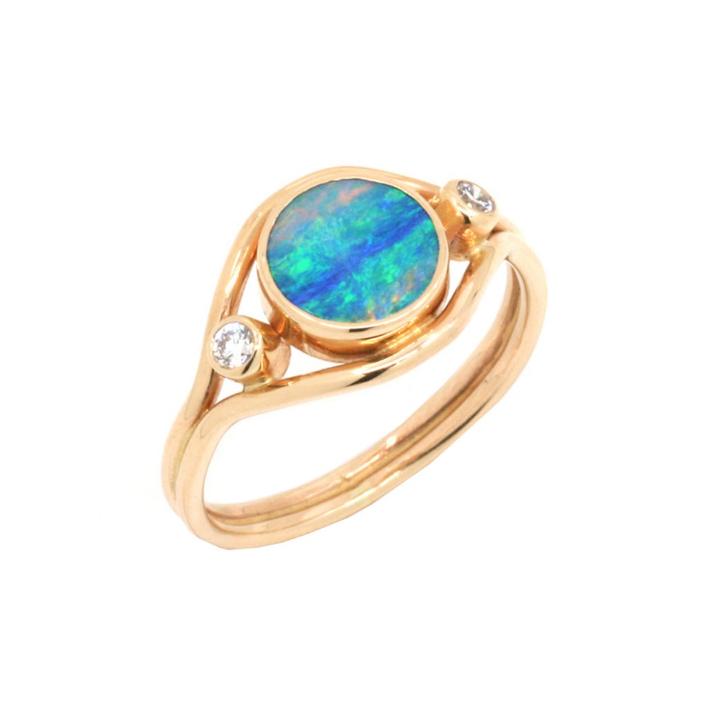 Opal Doublet and Diamond Ring