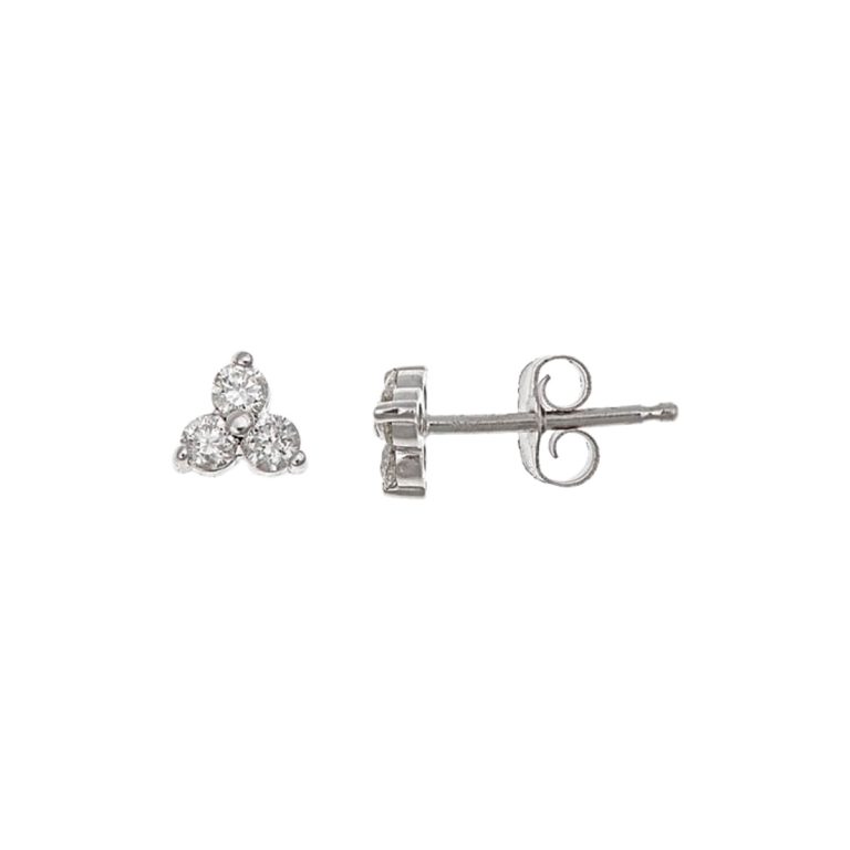 14K White Gold Diamond Trio Cluster Earrings