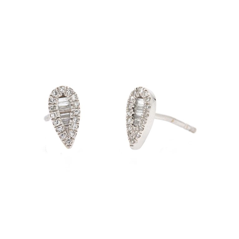 14K White Gold Pear-Shaped Diamond Stud Earrings