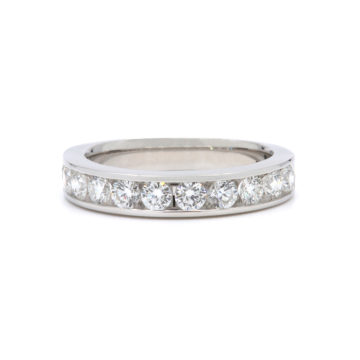 14K White Gold Scooped Edge Diamond Band