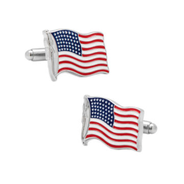 Plated Silver U.S Flag Cufflinks
