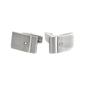 Stainless Steel Cufflinks with Diamond Accent
