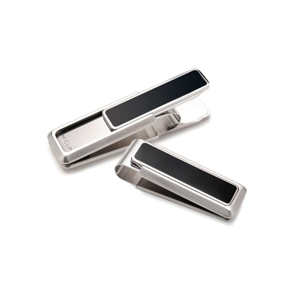 Stainless Steel and Black Enamel Money Clip