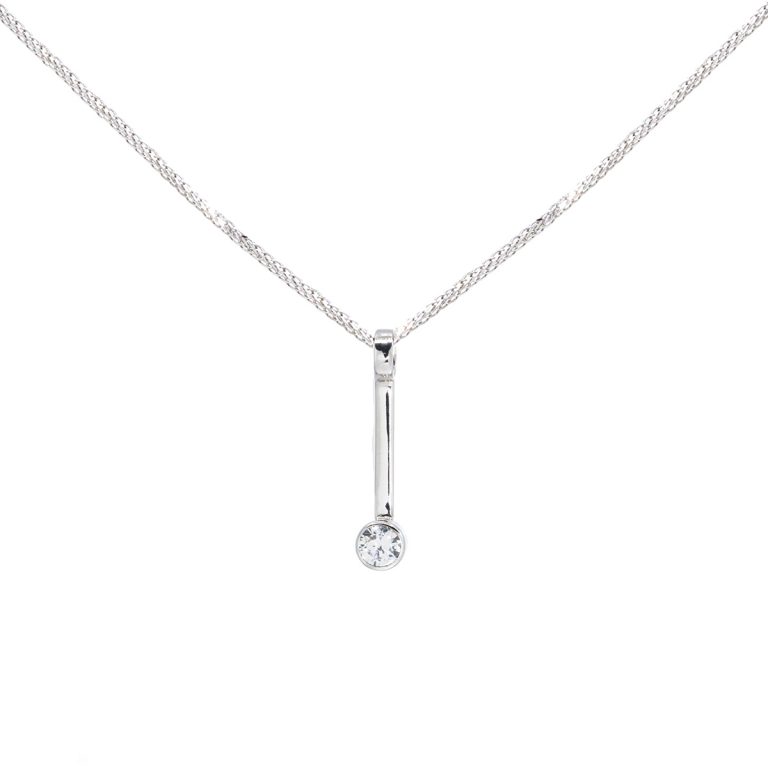 14K White Gold Cubic Zirconia Stacked Pendant