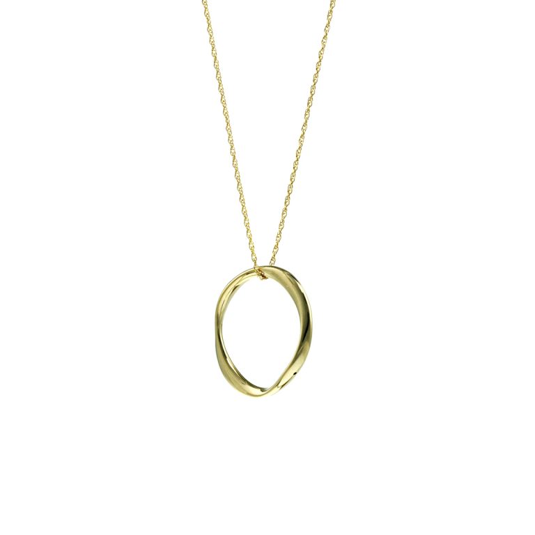 14K Yellow Gold Twisted Ring Pendant and Chain