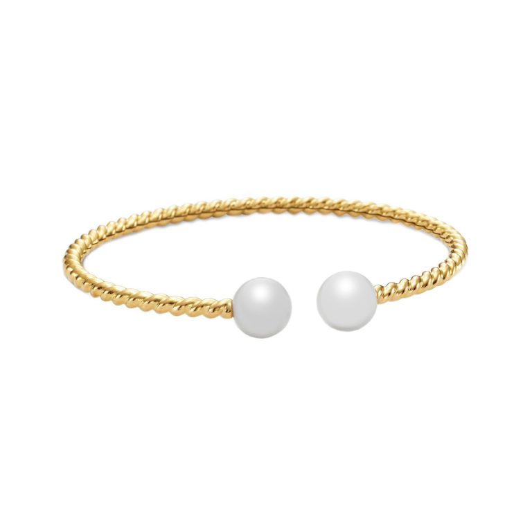 18K Yellow Gold Freshwater Pearl Cuff Bracelet