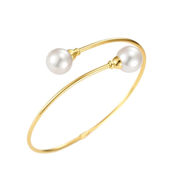 18K Yellow Gold Flex Wrap Pearl Bracelet