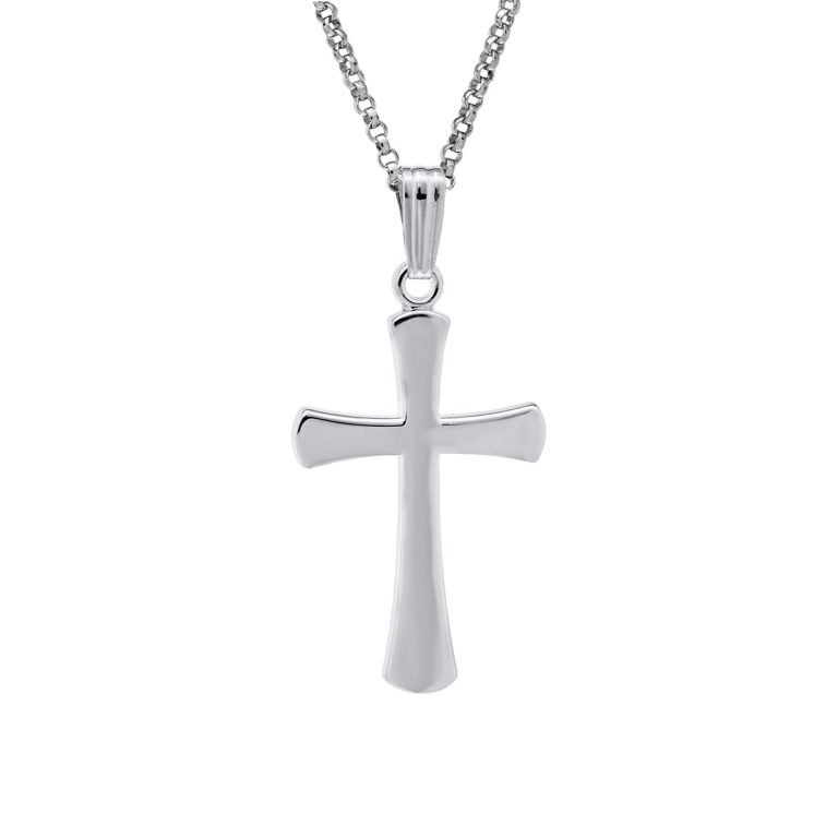 Sterling Silver Polished Cross Pendant with Chain