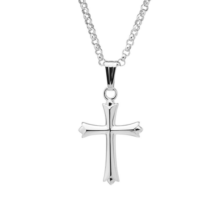 Sterling Silver Flared Cross Pendant with Chain