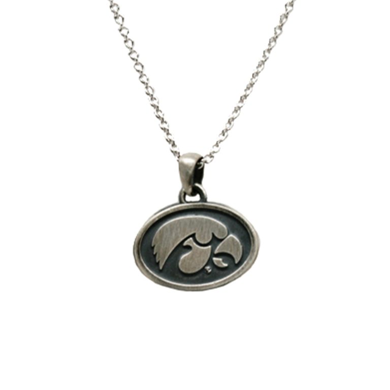 Sterling Silver Iowa Hawkeye Pendant and Chain