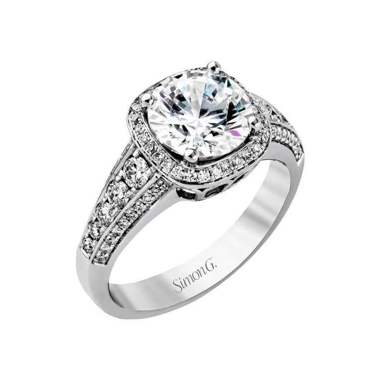 18K White Gold Diamond Engagement Ring Semi-Mounting