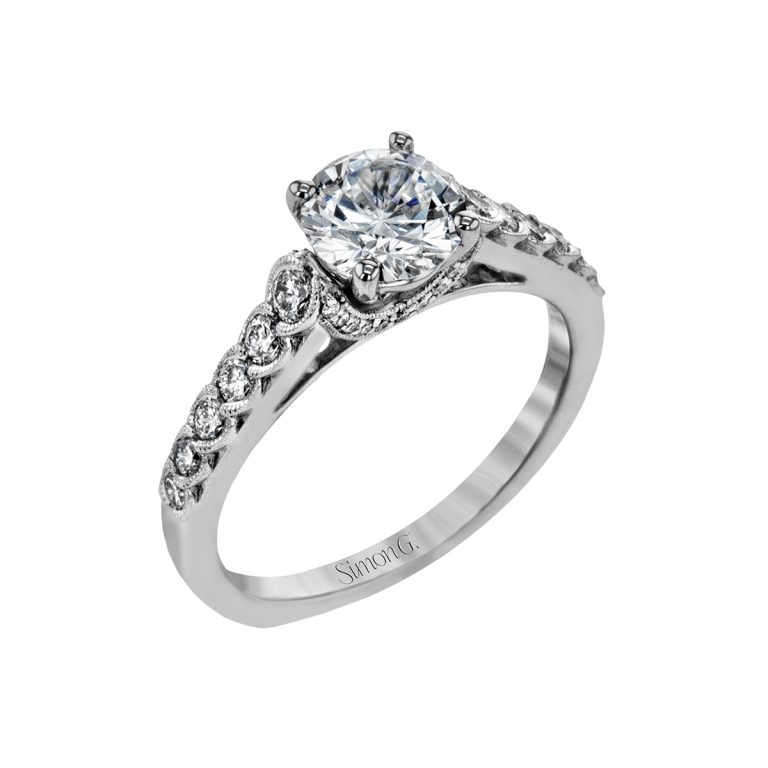 18K White Gold Modern Engagement Ring Semi-Mounting