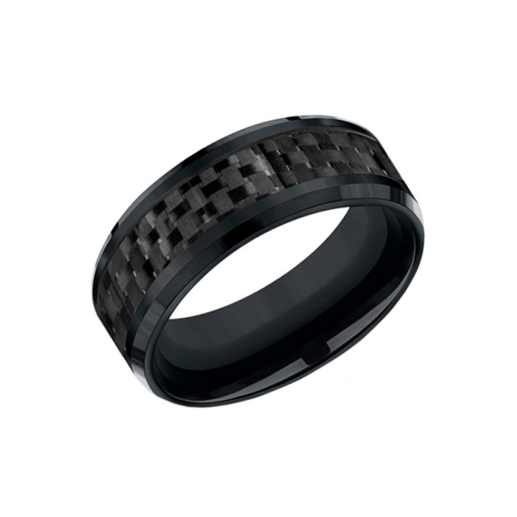 Cobalt and Black Carbon Fiber 8mm Wedding Band - Josephs Jewelers