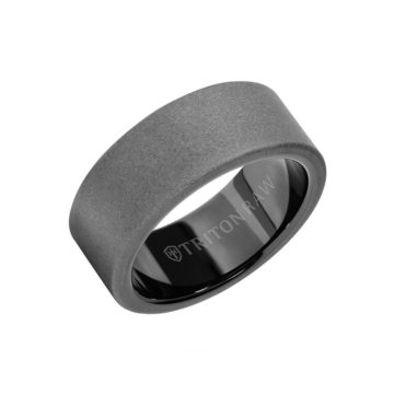 Black and Gray Tungsten Carbide 9mm Wedding Band