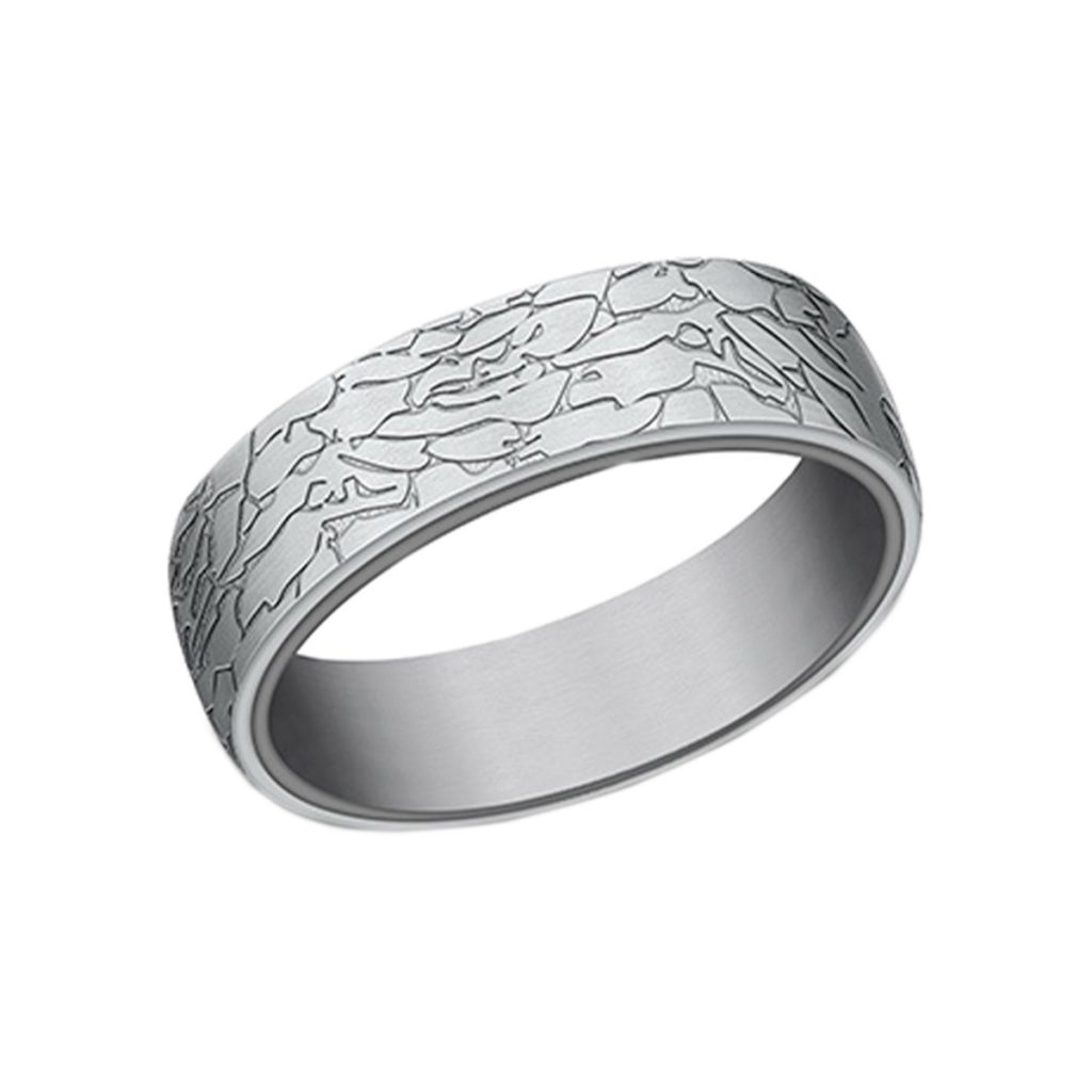 14K White Gold “Fractured Rock” 6.5mm Band