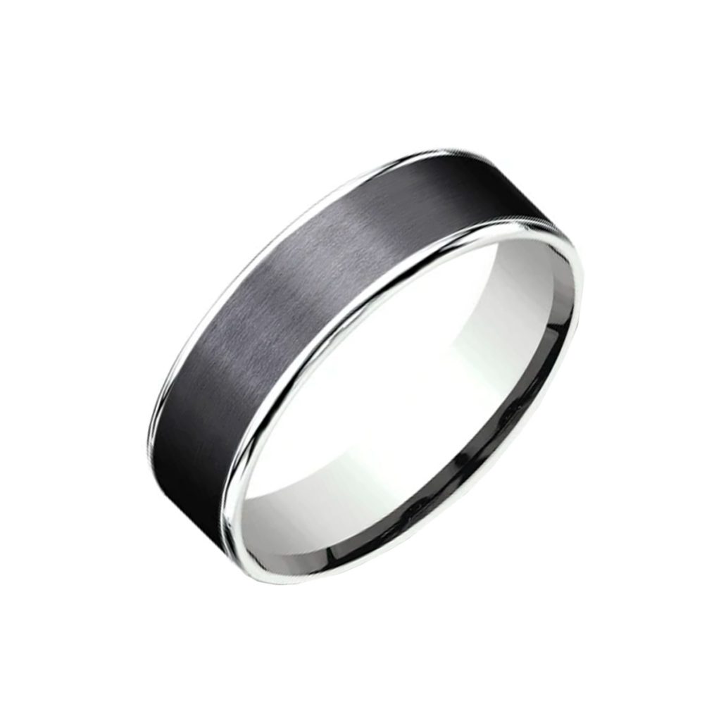 14K White Gold and Titanium Wedding Band - Josephs Jewelers