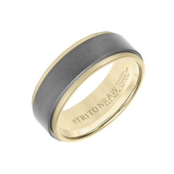 18K Yellow Gold and Tungsten 8mm Wedding Band