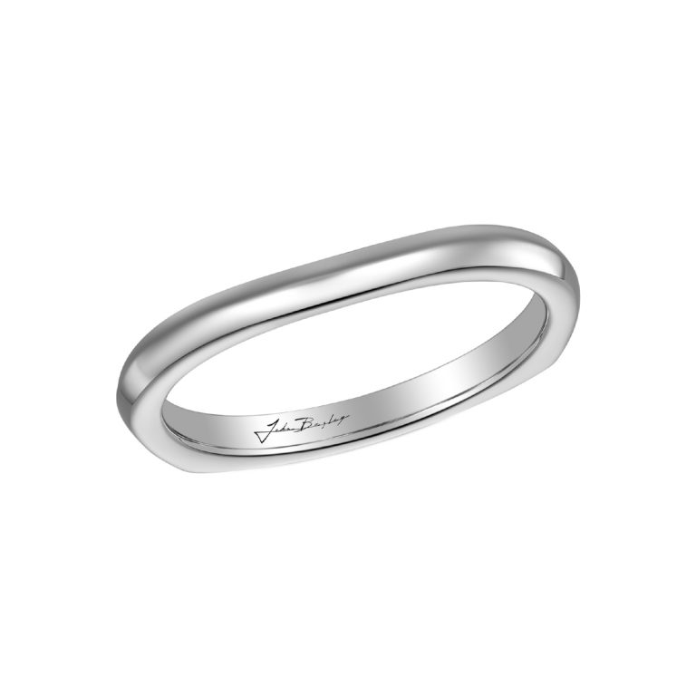 14K White Gold Plain Fitted Band