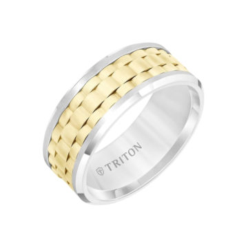 Two-Tone Tungsten Basket Weave Band
