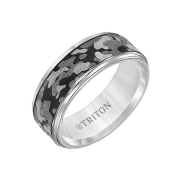 Tungsten Camo Patterned Wedding Band