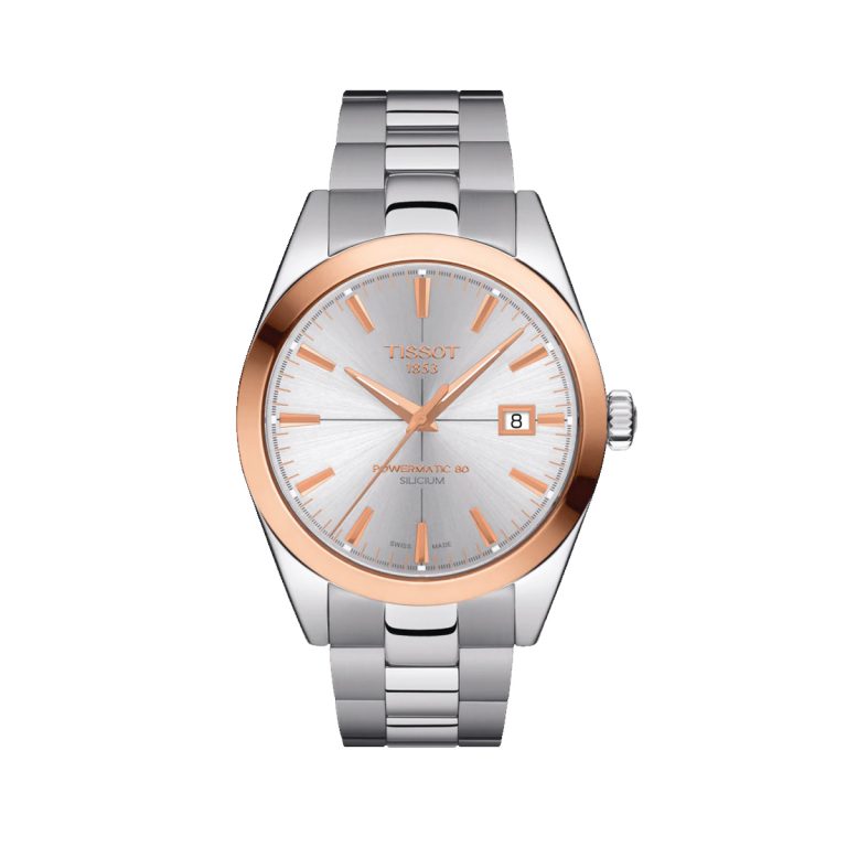 Stainless Steel and 18K Rose Gold Tissot Powermatic 80 Silicium Watch