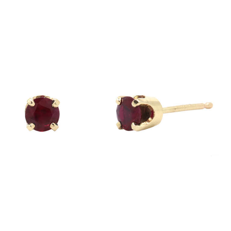 14K Yellow Gold Four-Prong Ruby Stud Earrings