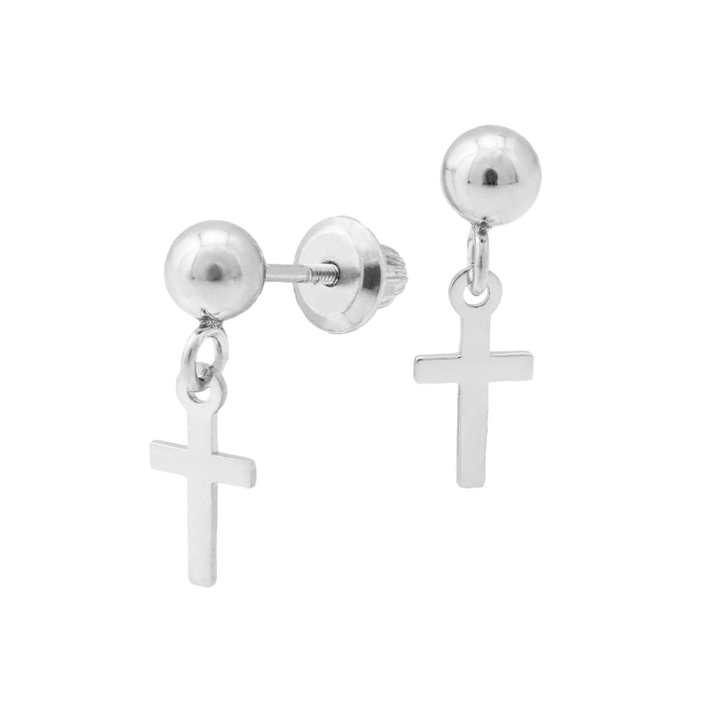 Sterling Silver Children’s Cross Dangle Earrings
