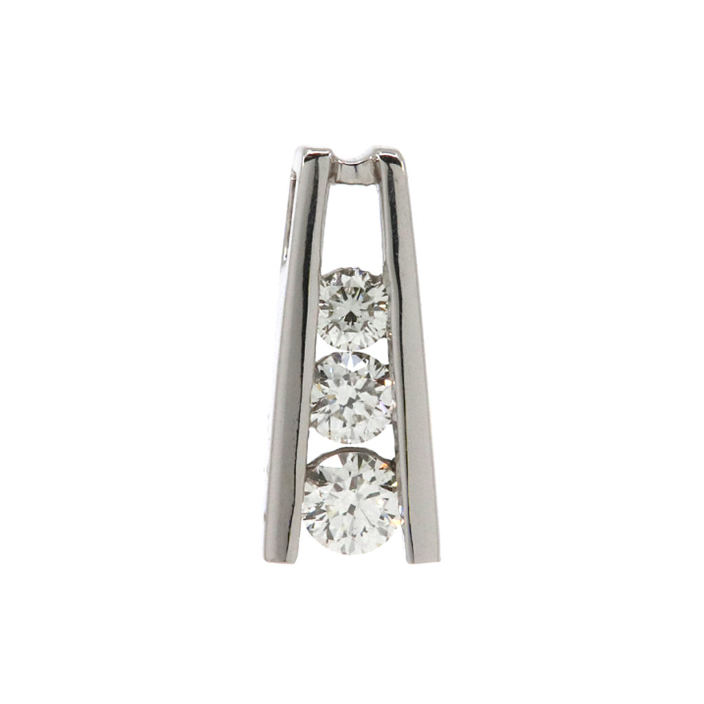 14K White Gold Diamond Ladder Pendant