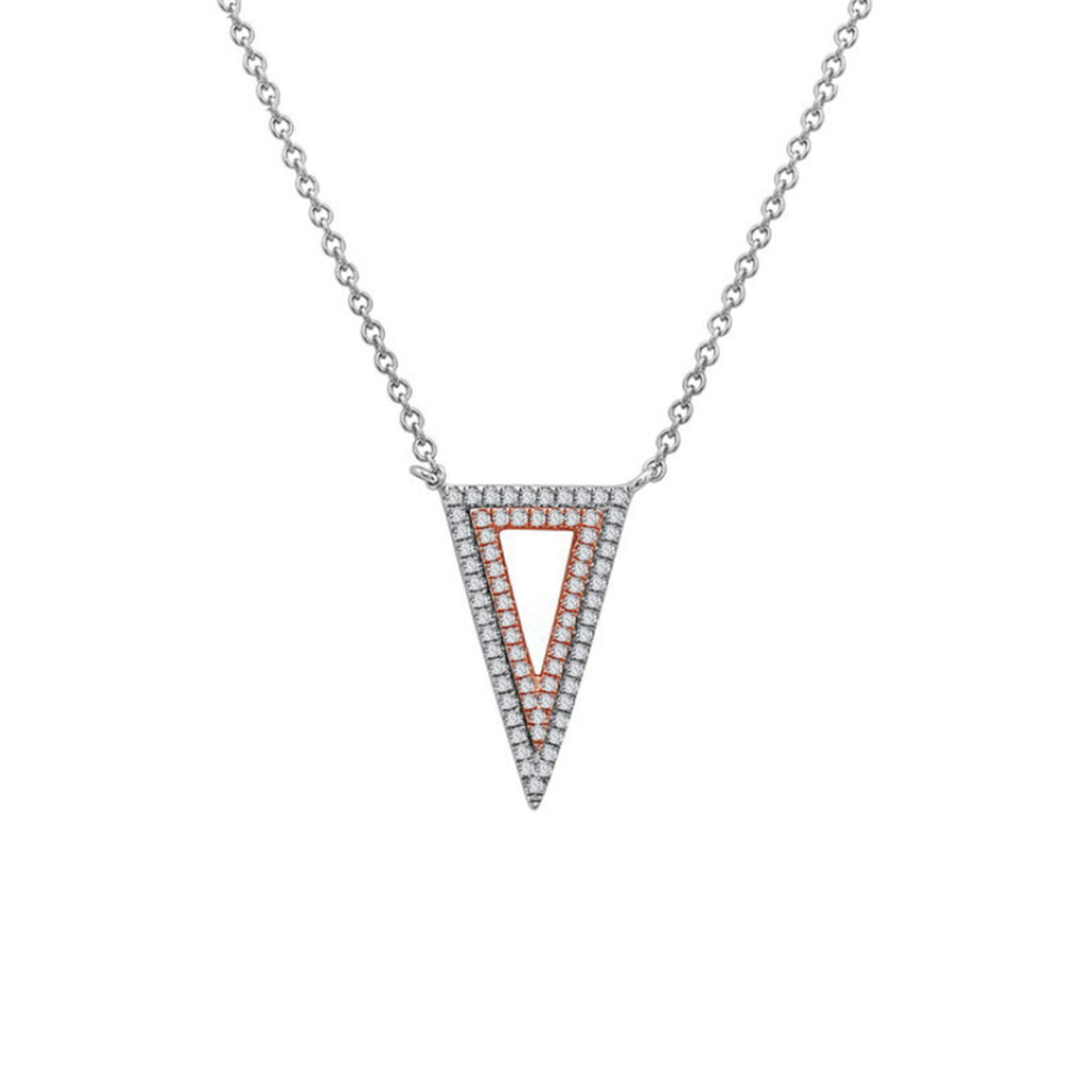 14K Two-Tone Diamond Open Triangle Necklace