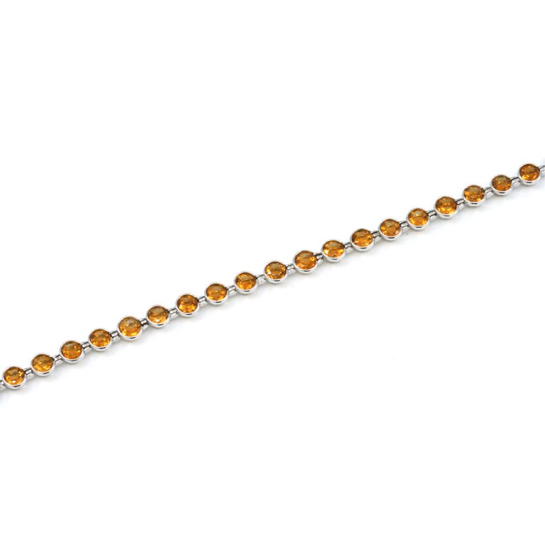 14K White Gold Round Citrine Bracelet