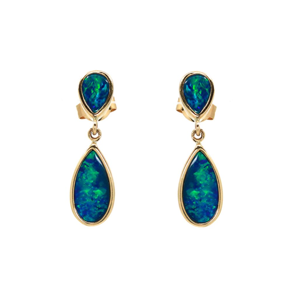 Pear Shaped Opal Dangle Earrings