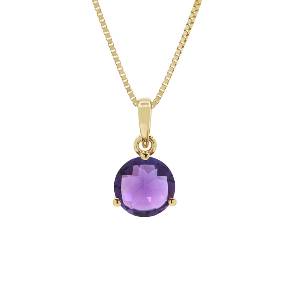 14K Yellow Gold Amethyst Pendant and Chain