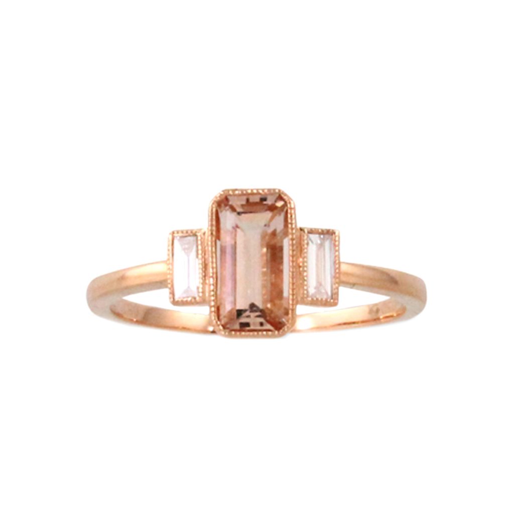 18K Rose Gold Dainty Three-Stone Ring