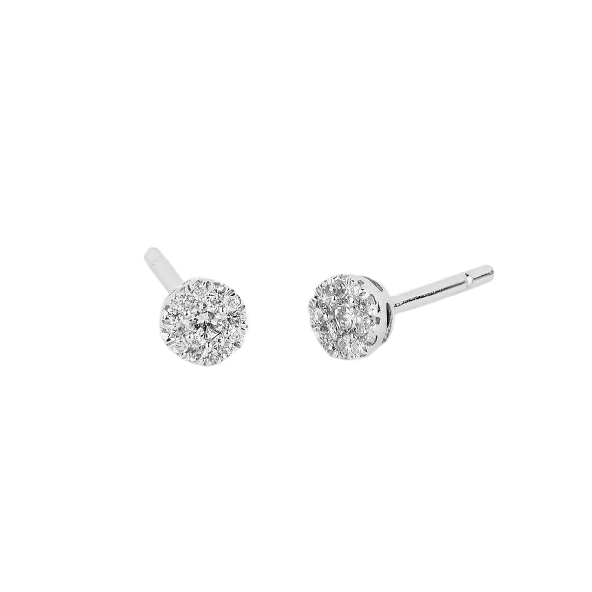 Diamond Cluster Stud Earrings in 14kt White Gold