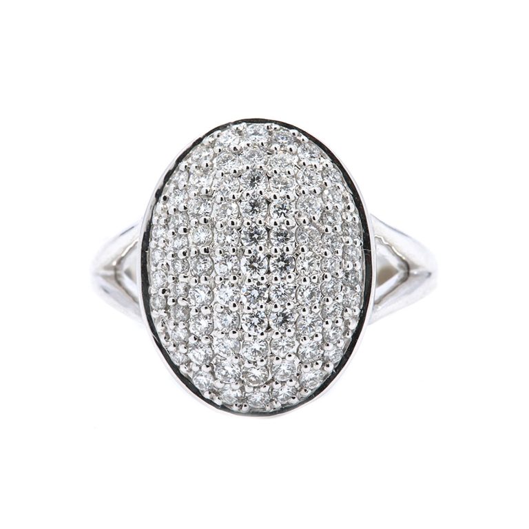 14K White Gold Pavé Diamond Fashion Ring