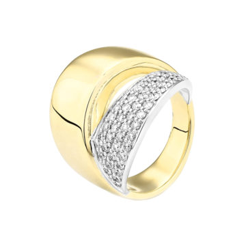 14K Two-Tone Two Row Diamond Ring