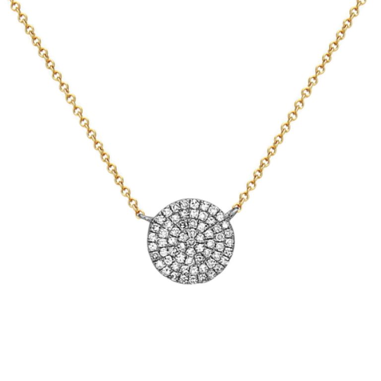 14K Two-Tone Diamond Pavé Circle Necklace