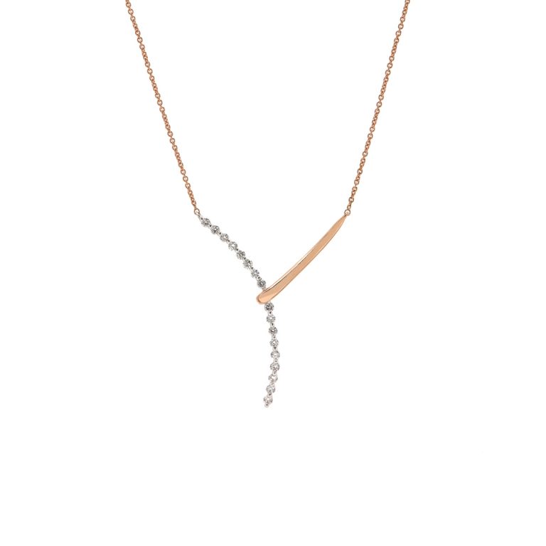 14K White and Rose Gold Diamond "Y" Link Necklace
