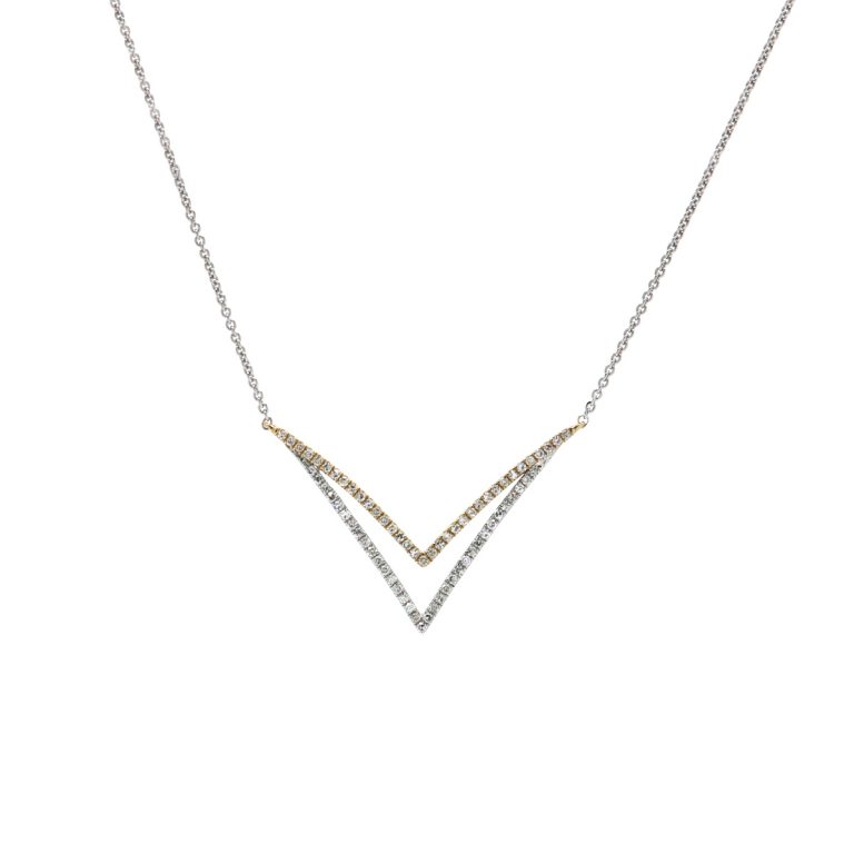 14K Two-Tone Double “V” Necklace