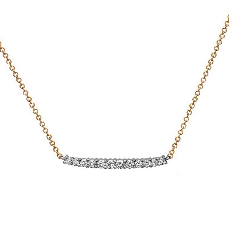 14K Two-Tone Diamond Bar Necklace