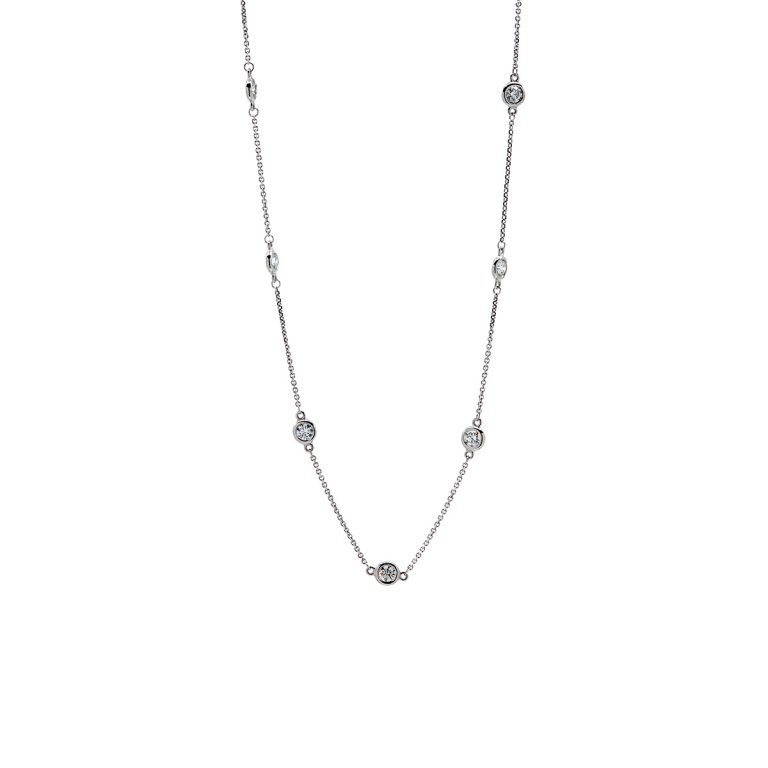 14K White Gold Diamonds-By-The-Yard Necklace