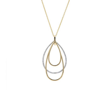 Two-Tone Pear Loop Trio Pendant and Chain