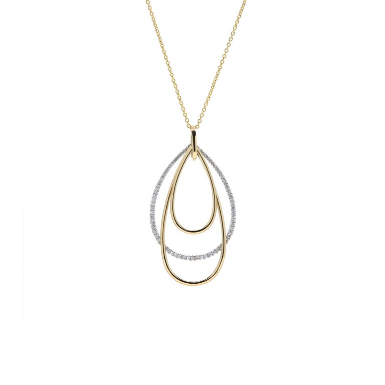 Two-Tone Pear Loop Trio Pendant and Chain