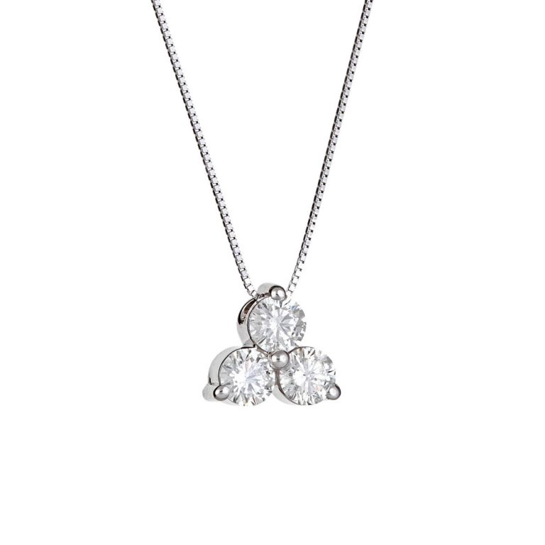14K White Gold 3-Diamond Necklace