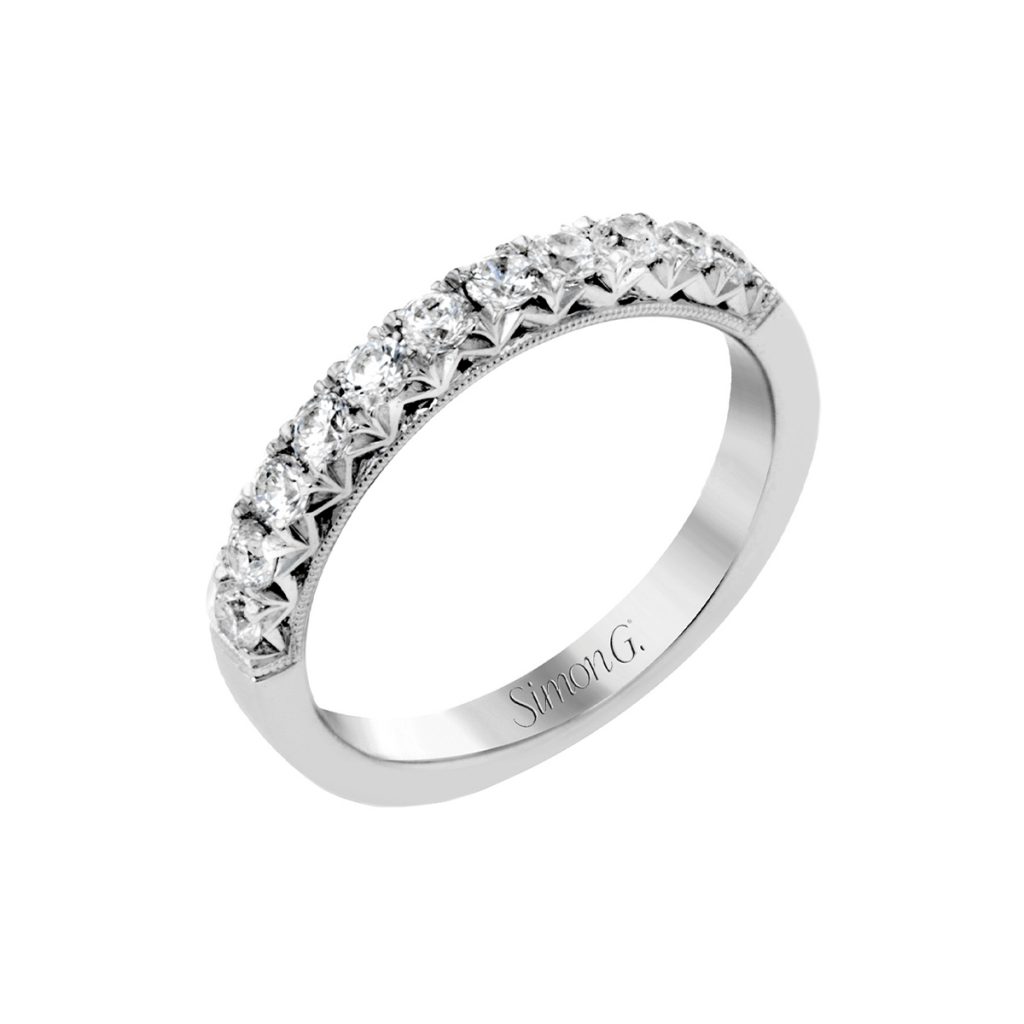18K White Gold Raised Diamond Wedding Band - Josephs Jewelers