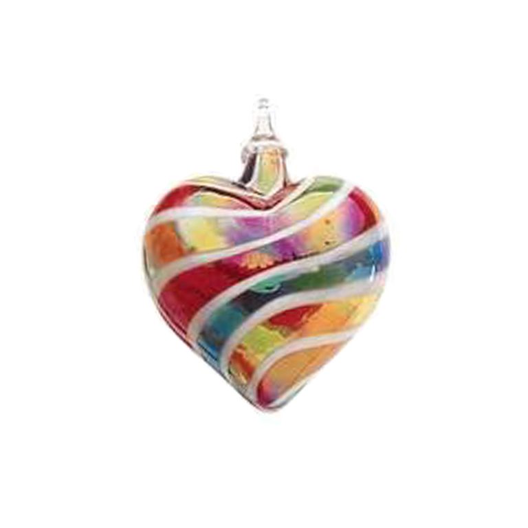 Rainbow and White Cane Heart Ornament