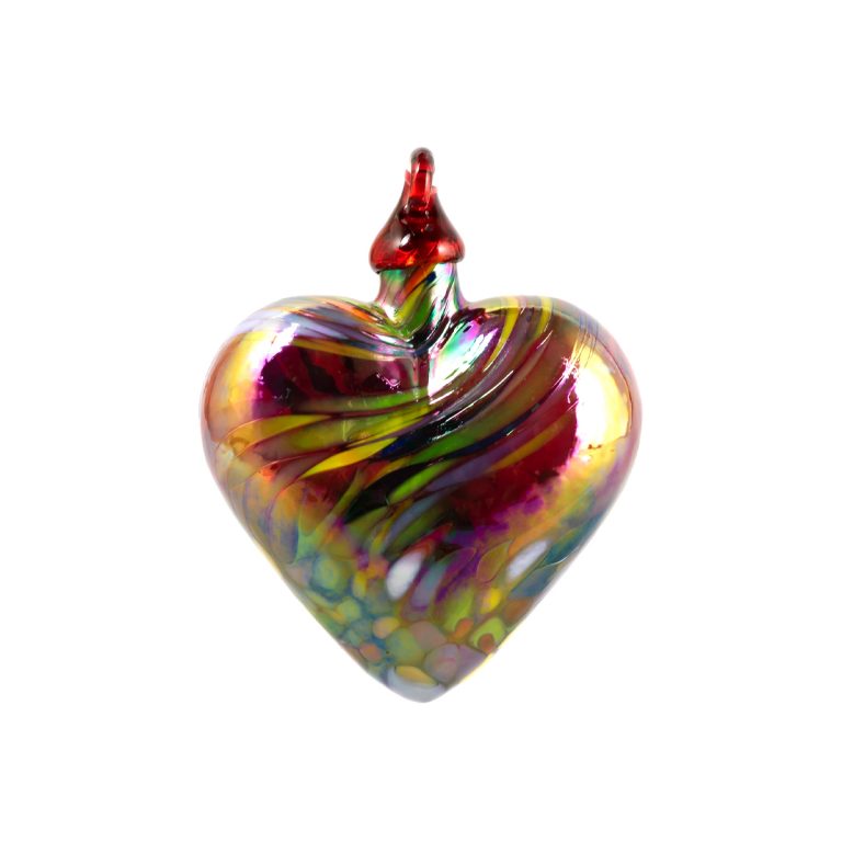 Global Village Red Feather Twist Heart Ornament
