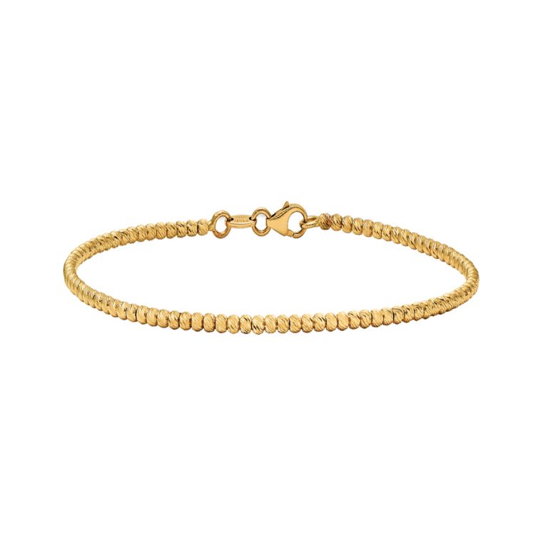 14K Yellow Gold Diamond-Cut Beaded Bracelet