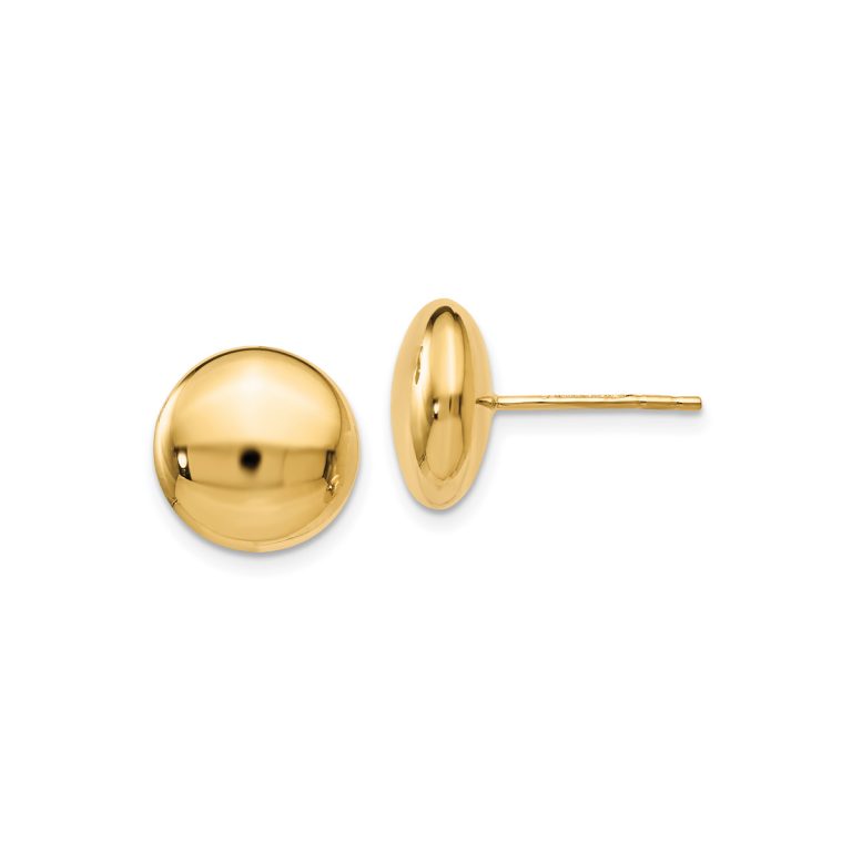 14K Yellow Gold Polished Button Earrings