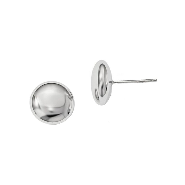 14K White Gold Polished Button Earrings